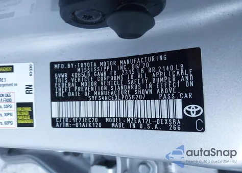 2020 Toyota Corolla Se from USA, damaged, VIN 5YFS4RCEXLP056207